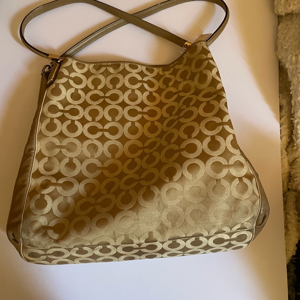 Coach Tan Monogram Shoulder Bag